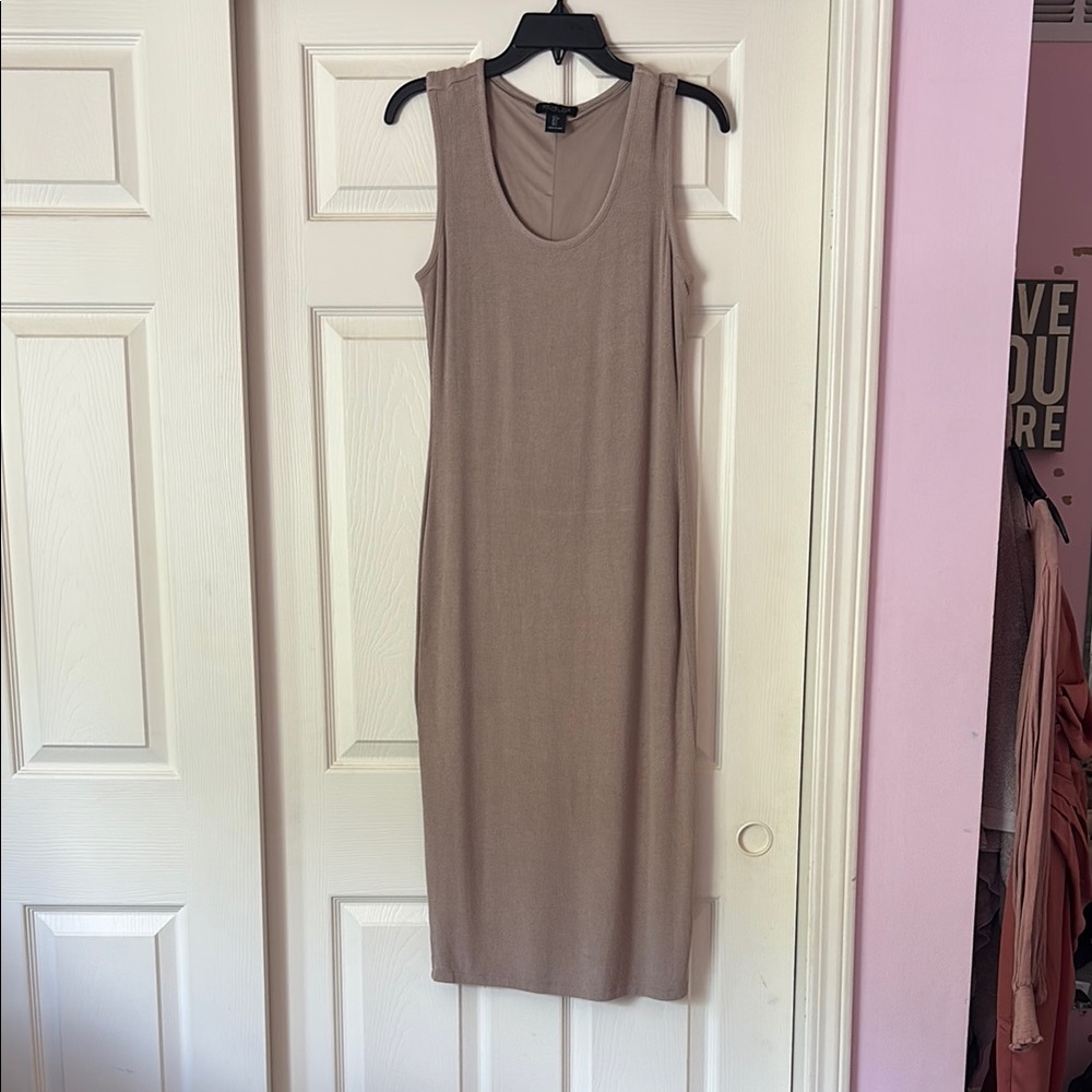 Rachel Zoe Tan Sheath Maxi Dress Sleeveless Scoop Neck